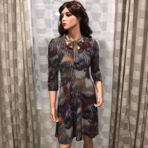 Beautiful 3/4 Sleeve Multicolor Dress - Picture 3 of 5